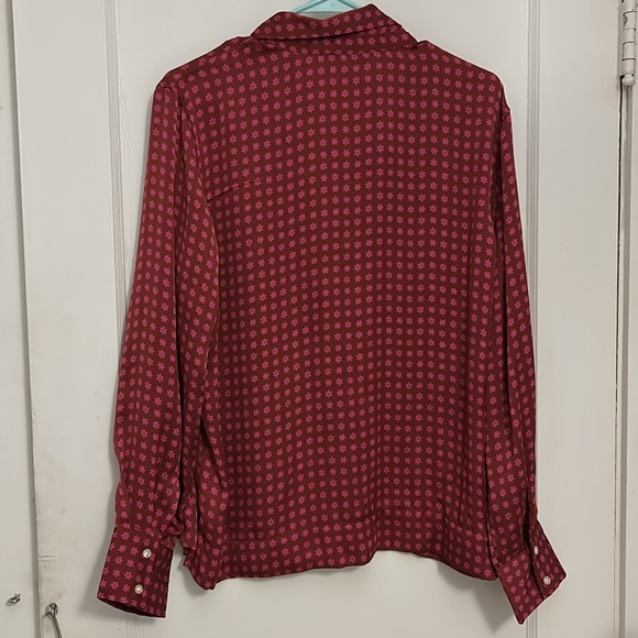 Red Patterned Button-Up Pajama Top - Picture 7 of 7